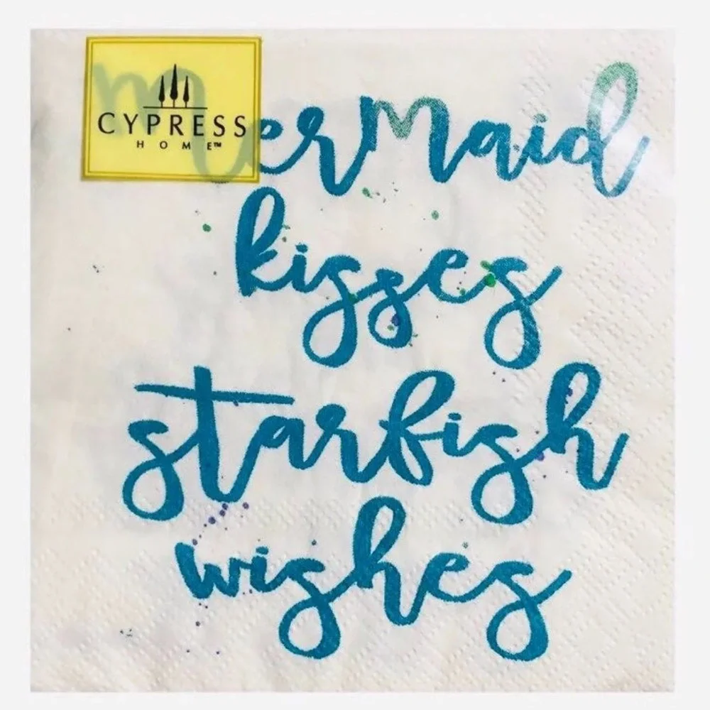 Cypress Home Mermaid Kisses Starfish Wishes Cocktail Napkins, 40 ct